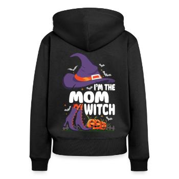 Je suis la maman sorcière - Sweat à capuche zippé Premium bio Femme - noir - Dos - Julia (174cm)
