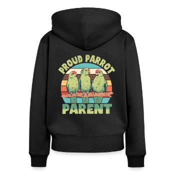 Perruche Perroquet Perroquet Propriétaire - Sweat à capuche zippé Premium bio Femme - noir - Dos - Julia (174cm)