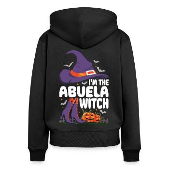 Je suis la sorcière d’Abuela - Sweat à capuche zippé Premium bio Femme - noir - Dos - Julia (174cm)