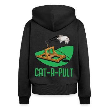 Drôle de chat - Sweat à capuche zippé Premium bio Femme - noir - Dos - Julia (174cm)
