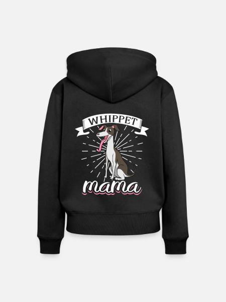 Whippet Mama - Whippet - Frauen Premium Bio Zip Hoodie - Schwarz