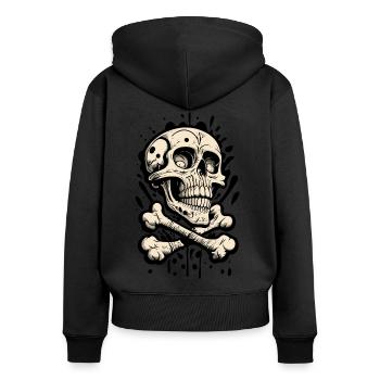 Totenkopf Skull And Bones Totenschädel - Frauen Premium Bio Zip Hoodie - Schwarz - Hinten - Julia (174cm)
