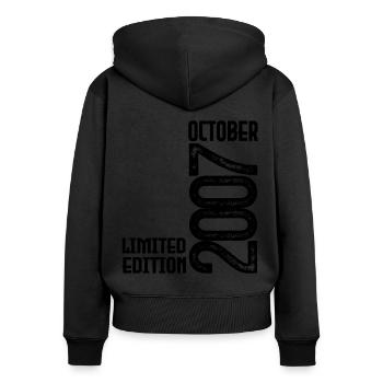 Oktober 2007 Geburtstagsgeschenk. Oktober 2007. - Frauen Premium Bio Zip Hoodie - Schwarz - Hinten - Julia (174cm)