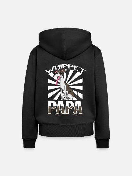 Whippet Papa - Whippet - Frauen Premium Bio Zip Hoodie - Schwarz
