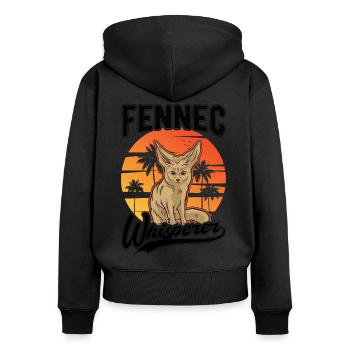 Fennec Whisperer Fennec Renard du désert - Sweat à capuche zippé Premium bio Femme - noir - Dos - Julia (174cm)