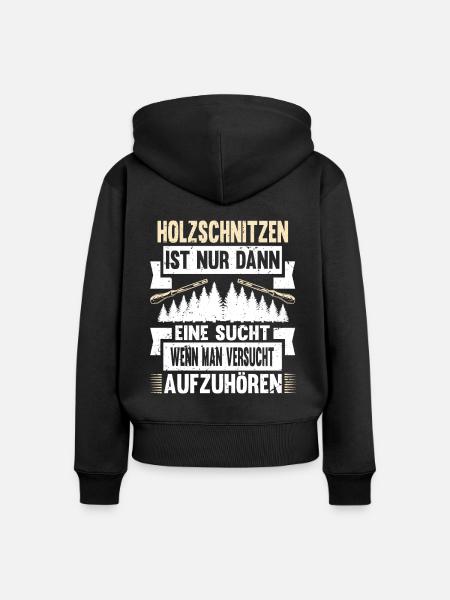 Zimmermann Schreiner Holz - Frauen Premium Bio Zip Hoodie - Schwarz