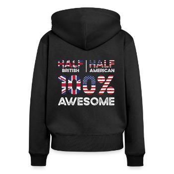 British American Patriot USA Grown United Kingdom - Women's Premium Organic Zip Hoodie - black - Back - Julia (174cm)