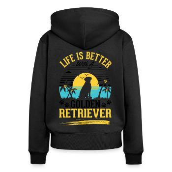 Das Leben ist besser mit einem Golden Retriever - Frauen Premium Bio Zip Hoodie - Schwarz - Hinten - Julia (174cm)