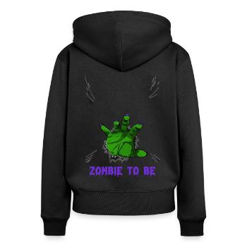 ZOMBIE À ÊTRE, COSTUME D’HALLOWEEN - Sweat à capuche zippé Premium bio Femme - noir - Dos - Julia (174cm)