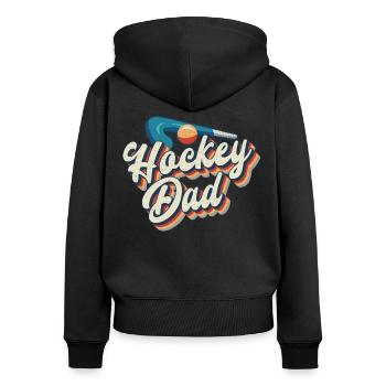 Field Hockey Dad Retro Hockey Dad - Frauen Premium Bio Zip Hoodie - Schwarz - Hinten - Julia (174cm)