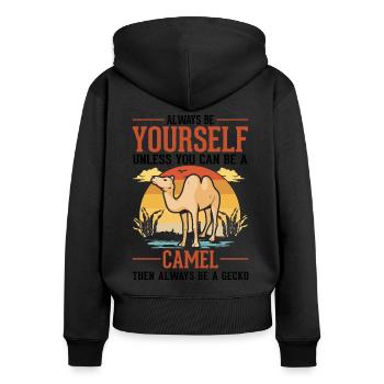 Always be yourself Camel Big Camel Camel - Women's Premium Organic Zip Hoodie - black - Back - Julia (174cm)