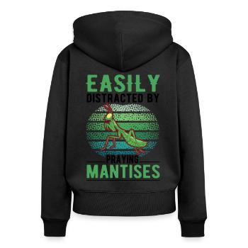 Gottesanbeterin Praying Mantis Fangschrecke - Frauen Premium Bio Zip Hoodie - Schwarz - Hinten - Julia (174cm)