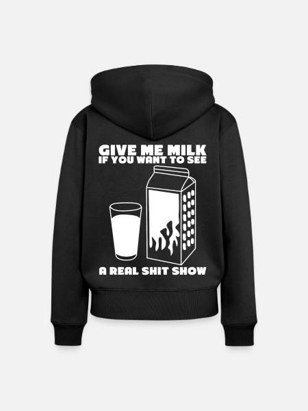 Lactose intolerant Milk - Frauen Premium Bio Zip Hoodie - Schwarz