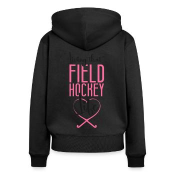 Le hockey sur gazon sur le terrain - Sweat à capuche zippé Premium bio Femme - noir - Dos - Julia (174cm)