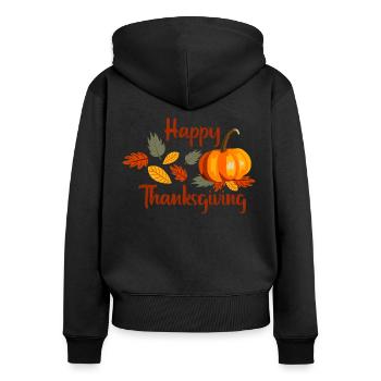 Happy Thanksgiving - Pilgrim Turkey Family Outfit - Frauen Premium Bio Zip Hoodie - Schwarz - Hinten - Julia (174cm)