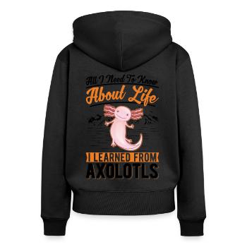 Axolotl cadeau armé amphibien - Sweat à capuche zippé Premium bio Femme - noir - Dos - Julia (174cm)