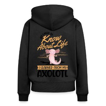 Axolotl cadeau armé amphibien - Sweat à capuche zippé Premium bio Femme - noir - Dos - Julia (174cm)