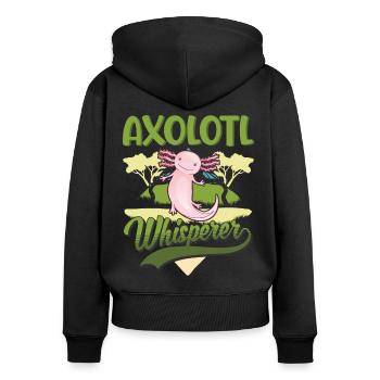 Axolotl Flüsterer Axolotl Whisperer - Frauen Premium Bio Zip Hoodie - Schwarz - Hinten - Julia (174cm)