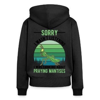 Gottesanbeterin Geschenk Mantis Fangschrecke - Frauen Premium Bio Zip Hoodie - Schwarz - Hinten - Julia (174cm)