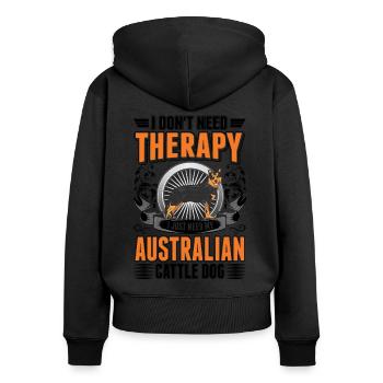 Australian Cattle Dog Therapie - Frauen Premium Bio Zip Hoodie - Schwarz - Hinten - Julia (174cm)