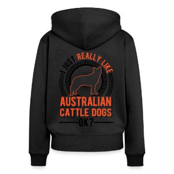 Cadeau de chien de bouvier australien - Sweat à capuche zippé Premium bio Femme - noir - Dos - Julia (174cm)