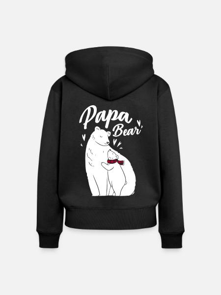 Papa Bear - Frauen Premium Bio Zip Hoodie - Schwarz