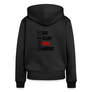Manger Sommeil BMX Répéter - Sweat à capuche zippé Premium bio Femme - noir - Dos - Julia (174cm)