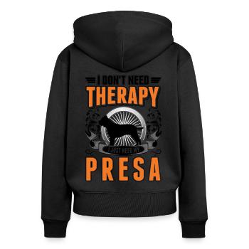 Presa Canario Thérapie Dogue Canario - Sweat à capuche zippé Premium bio Femme - noir - Dos - Julia (174cm)
