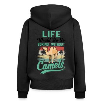 Camel Gift Dromedary Camel Large Camel - Women's Premium Organic Zip Hoodie - black - Back - Julia (174cm)
