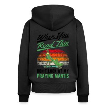 Gottesanbeterin Geschenk Mantis Fangschrecke - Frauen Premium Bio Zip Hoodie - Schwarz - Hinten - Julia (174cm)