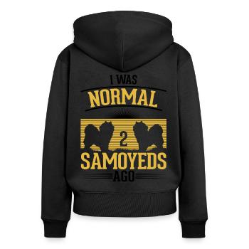 Samojede Schlittenhund Samojeden - Frauen Premium Bio Zip Hoodie - Schwarz - Hinten - Julia (174cm)