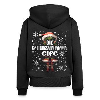 Weihnachtsoutfit Rettungssanitäterin - Frauen Premium Bio Zip Hoodie - Schwarz - Hinten - Julia (174cm)