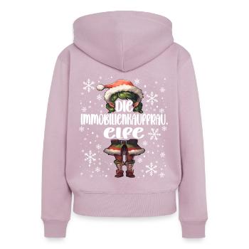 Weihnachtsoutfit Immobilienkauffrau - Frauen Premium Bio Zip Hoodie - Altrosa - Hinten - Julia (174cm)