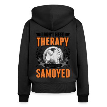 Samoyède Thérapie Chien de traîneau Samoyède - Sweat à capuche zippé Premium bio Femme - noir - Dos - Julia (174cm)