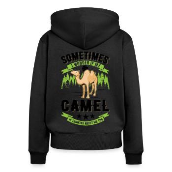 Camel Gift Dromedary Camel Large Camel - Women's Premium Organic Zip Hoodie - black - Back - Julia (174cm)