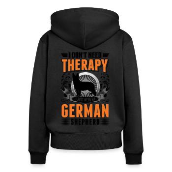 Thérapie du berger allemand - Sweat à capuche zippé Premium bio Femme - noir - Dos - Julia (174cm)