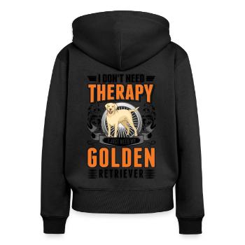 Golden Retriever Therapie - Frauen Premium Bio Zip Hoodie - Schwarz - Hinten - Julia (174cm)