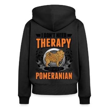 Thérapie poméranienne Poméranie - Sweat à capuche zippé Premium bio Femme - noir - Dos - Julia (174cm)
