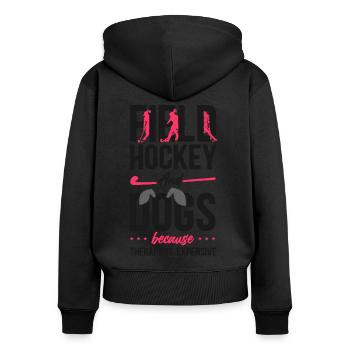 Hockey sur gazon, Hockey sur gazon pour chiens, et - Sweat à capuche zippé Premium bio Femme - noir - Dos - Julia (174cm)