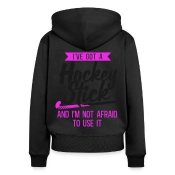 Field Hockey I've Got A Hockey - Frauen Premium Bio Zip Hoodie - Schwarz - Hinten - Julia (174cm)