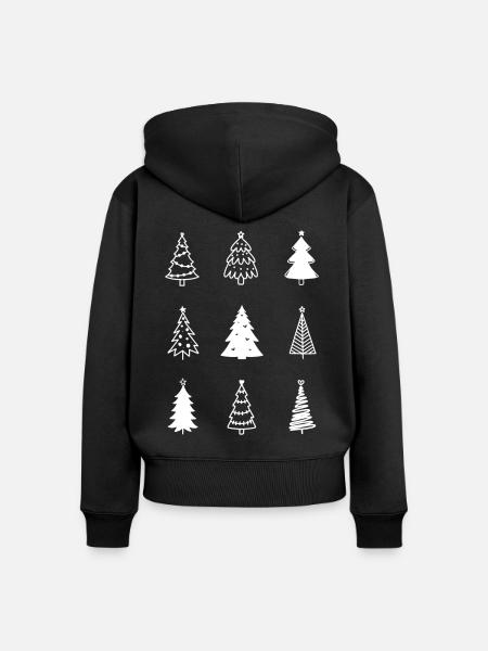 Weihnachtsbäume - Frauen Premium Bio Zip Hoodie - Schwarz