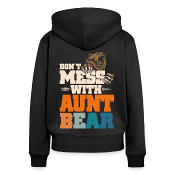 Ne plaisantez pas avec tante ours - Sweat à capuche zippé Premium bio Femme - noir - Dos - Julia (174cm)