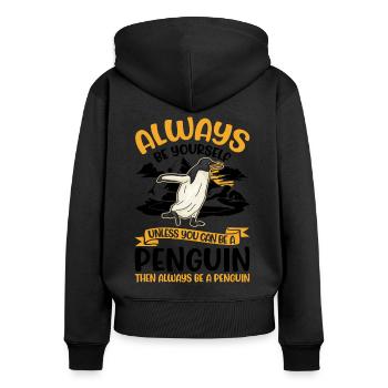 Sois toujours toi-même Pinguin pingouin - Sweat à capuche zippé Premium bio Femme - noir - Dos - Julia (174cm)