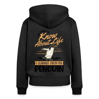 Penguin Gift Penguin - Women's Premium Organic Zip Hoodie - black - Back - Julia (174cm)
