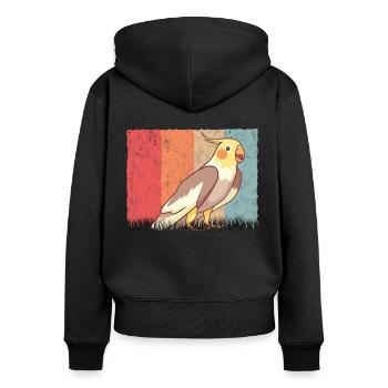 Wellensittich Retro Welli Vintage - Frauen Premium Bio Zip Hoodie - Schwarz - Hinten - Julia (174cm)