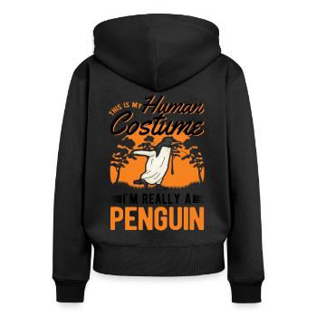 Pinguin Costume Humain Pinguin Pinguin - Sweat à capuche zippé Premium bio Femme - noir - Dos - Julia (174cm)