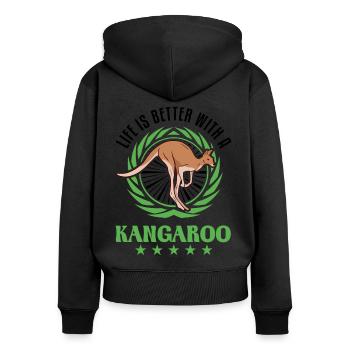 Life is better with kangaroos - Women's Premium Organic Zip Hoodie - black - Back - Julia (174cm)