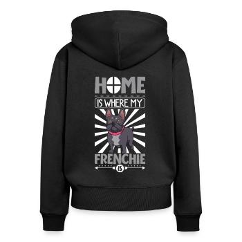 Französische Bulldogge - Frauen Premium Bio Zip Hoodie - Schwarz - Hinten - Julia (174cm)