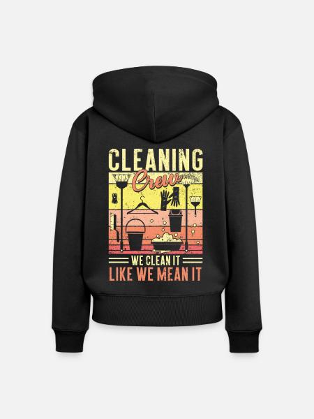 Cleaning Crew - Frauen Premium Bio Zip Hoodie - Schwarz