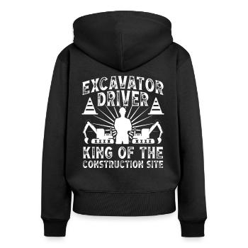 Pilote d’excavatrice Bagger King Chantier de construction - Sweat à capuche zippé Premium bio Femme - noir - Dos - Julia (174cm)